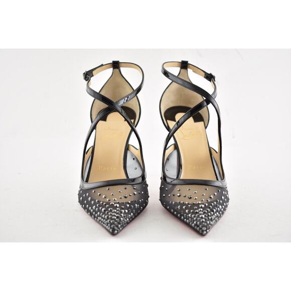 Christian Louboutin Twistissima Strass 85 Black Patent Mesh Strap Heel Pump 36.5 - Picture 5 of 9